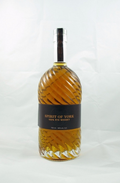 a bottle of Spirit of York Distillery whiskey