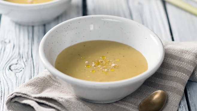 Green Garlic and Sourdough Soup